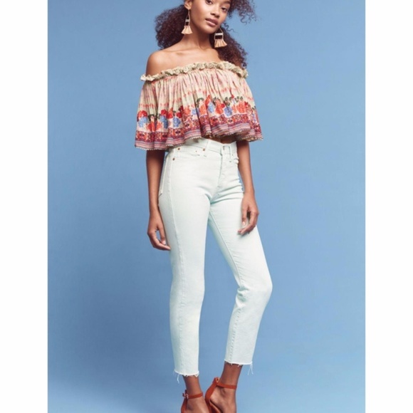 BHANUNI Anthro Bohemain Villa Midi Off The Shoulder Swing Top sz L NEW Women's - Picture 3 of 8